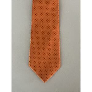Beau Brummel Silk Tie Orange Black Polka Dot Hand Made Heavyweight Mens Necktie